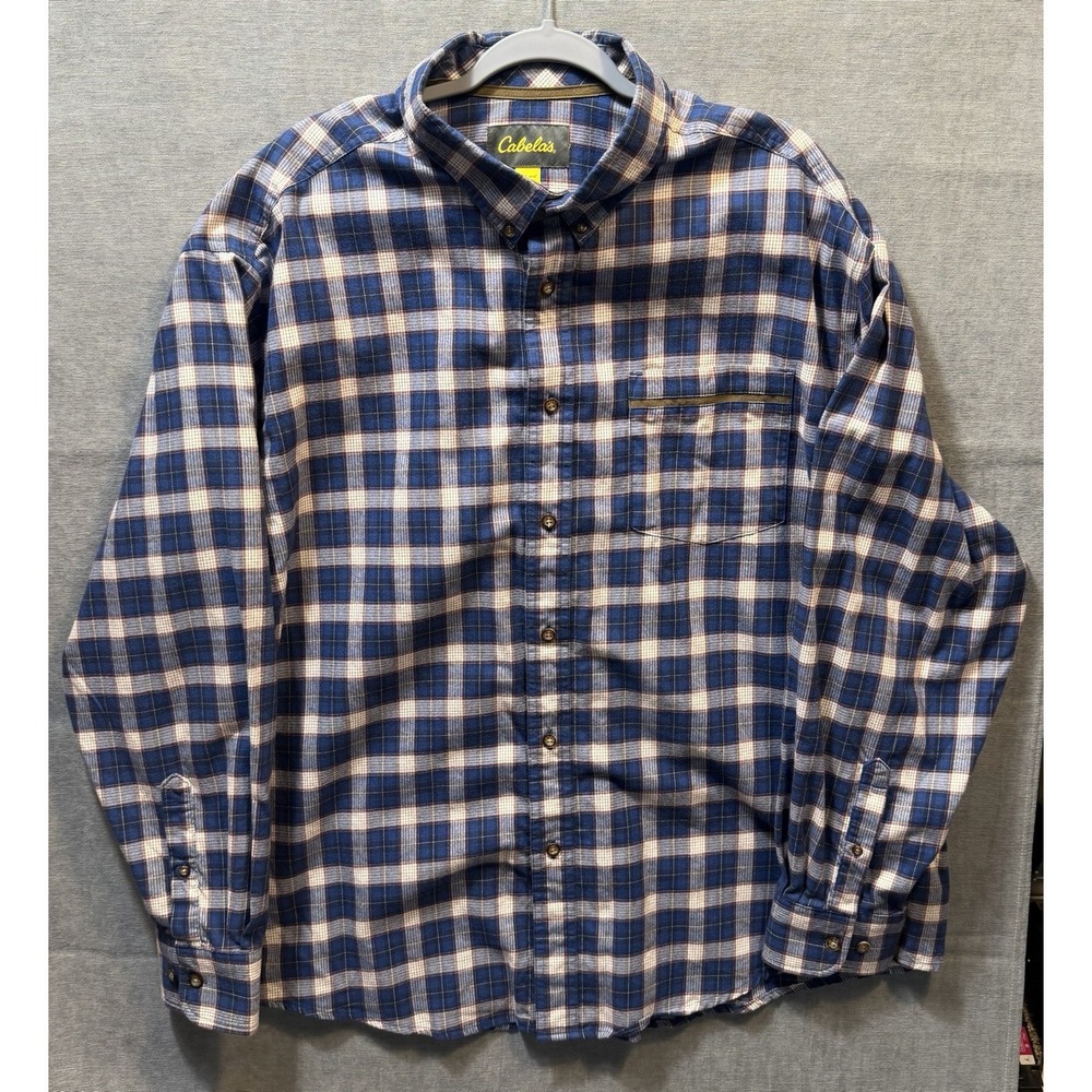Cabelas Shirt Mens 3XL Tall Long Sleeve Plaid Button Up Pocket Casual